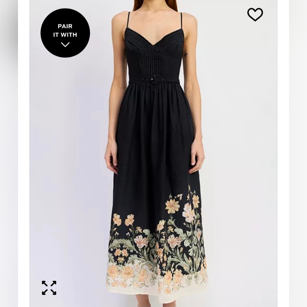 En Saison Womens Iris V Neck Midi Dress XS $156